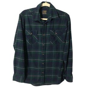 Jachs Heritage Flannel Shirt Men's size M Blue Green Pockets Plaid THICK & HEAVY